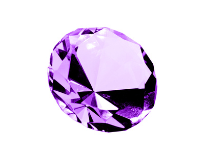 A close up on a isolated Amethyst jewel on a white background. Shallow DOF.